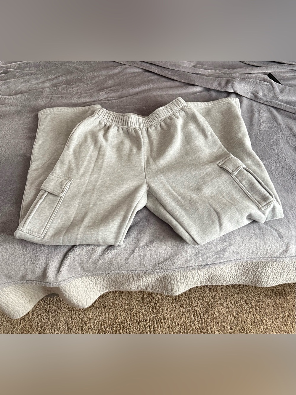Qinsen BBL Cargo Sweatpants in Light Gray M